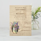 ウッド メイソンジャー カントリー フラワー ウェディング 招待状 (スタンド正面)