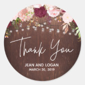 ウッド・メイソン・ジャー・ブルゴーニュ結婚・フラワーズ・サンキュー ラウンドシール (正面)