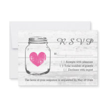 ウッド・メイソンjar RSVP国の結婚式の応答カード