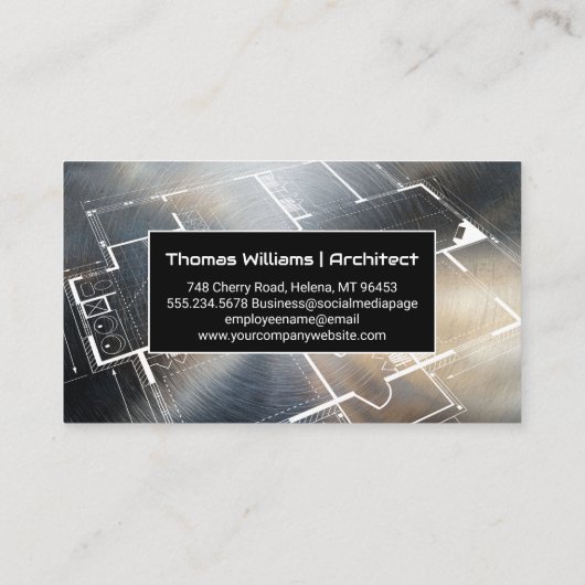 ウッド | メタル | 建築設計図 名刺 (裏面)