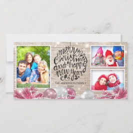 ウッド・メリークリスマスハッピーニューイヤーグリーティングフォト シーズンカード