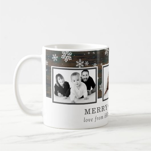 ウッド·メ素朴リー·クリスマス·ファミリー写真 コーヒーマグカップ (左)