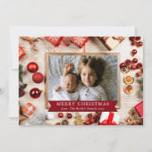 ウッド&モダンクリスマスデコールホリディフォト シーズンカード (正面)