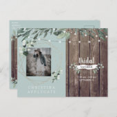 ウッド&ライツシー素朴ホムブライダルシャワー インビテーションポストカード (正面/裏面)