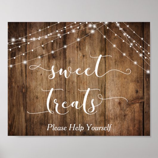 ウッド&ライツスイートトリート結婚のデザートサイン ポスター (正面)