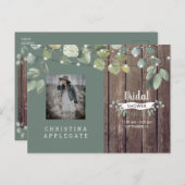 ウッド&ライツ素朴セージブライダルシャワー インビテーションポストカード (正面/裏面)