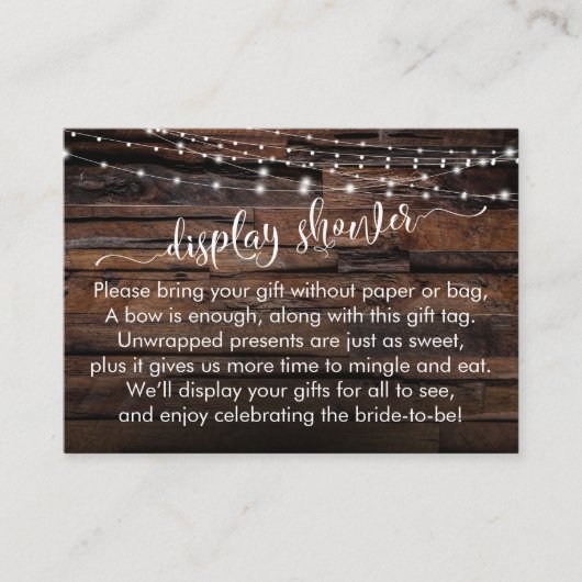 ウッド&ライトディスプレイブライダルシャワーギフトカード エンクロージャーカード (正面)