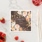 ウッド、ライト、赤面ピンク&ピーチフローラ結婚ズ スタンダードカクテルナプキン (インサイチュ)