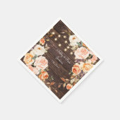 ウッド、ライト、赤面ピンク&ピーチフローラ結婚ズ スタンダードカクテルナプキン (角)