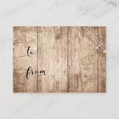 ウッド&ライ淡い色のトノーラップブライダルシャワーカード エンクロージャーカード (裏面)
