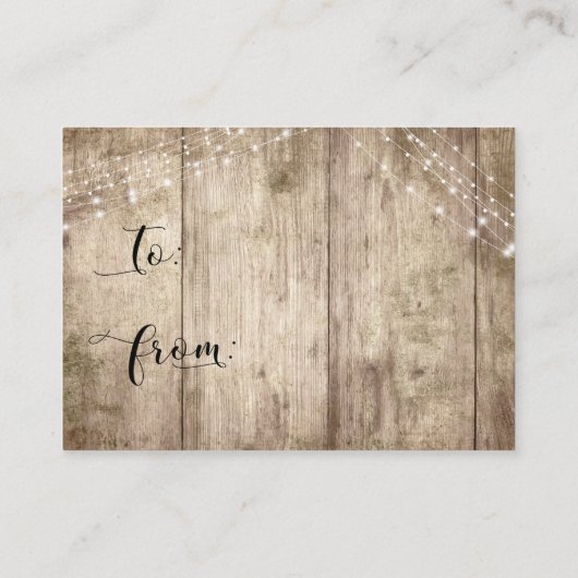 ウッド&ライ淡い色のトノーラップブライダルシャワーカード エンクロージャーカード (裏面)