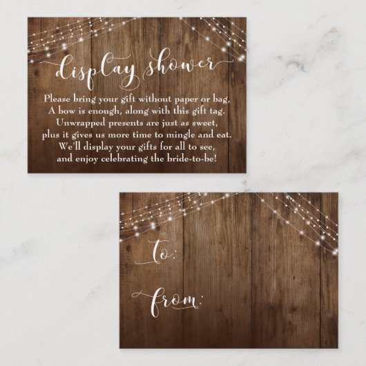 ウッド&ライ素朴トノーラップブライダルシャワーカード エンクロージャーカード (正面/裏面)