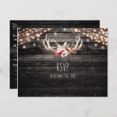 ウッド&ライ素朴トフローラ〔雄ジカの〕枝角Boho RSVP インビテーションポストカード (正面/裏面)