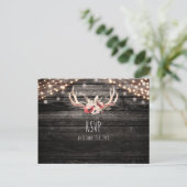 ウッド&ライ素朴トフローラ〔雄ジカの〕枝角Boho RSVP インビテーションポストカード (スタンド正面)