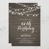 ウッド&ライ素朴ト60th大人の誕生日パーティー 招待状 (正面/裏面)