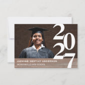 ウッド&ラージ ナンバー - 3x5 卒業発表 招待状 (正面)