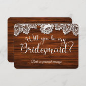 ウッド&レース私のブリデスメイドカードになる 招待状 (正面/裏面)