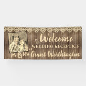 ウッド&レース素朴ウェディングレセプションフォトウェルカム 横断幕 (横)