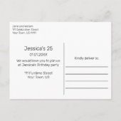 ウッド&レース誕生日パーティー招待はがき 案内ポストカード (裏面)