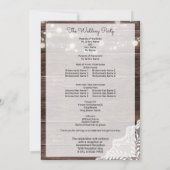 ウッド・レース・ストリングライトの式結婚プログラム 招待状 (裏面)