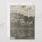 ウッド&レ素朴ースフローラ結婚式招待状 招待状 (正面)