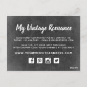 ウッド&レ素朴ースフローラChalkboardありがとう ポストカード (裏面)