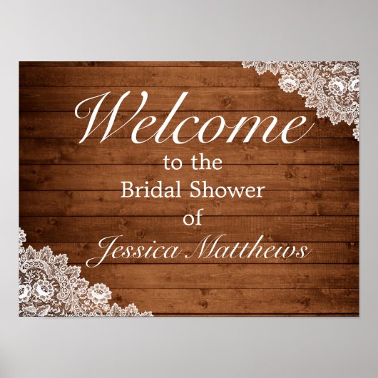 ウッド&レ素朴ースブライダルシャワーウェルカムサイン ポスター (正面)