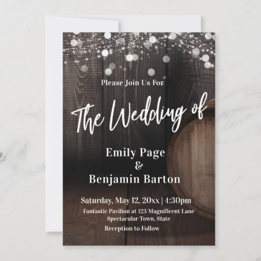 ウッド ワインバレル ライト カジュアル ザ ウェディング オブ 招待状 (正面)