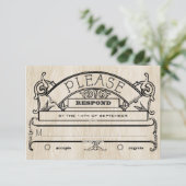 ウッド ヴィンテージ モダン タイポグラフィー ウェディング RSVP (スタンド正面)