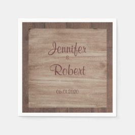 ウッド&樺の木カントリーウェディングナプキン スタンダードカクテルナプキン