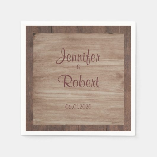 ウッド&樺の木カントリーウェディングナプキン スタンダードカクテルナプキン (正面)