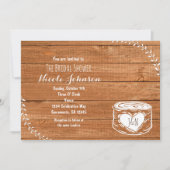 ウッド&素朴ハートスタンプブライダルシャワー招待 招待状 (正面)