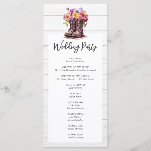 ウッド&素朴フローラブーツカントリーファーム結婚ズ プログラム (裏面)