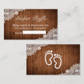 ウッド&素朴ホワイトレースかわいい足おむつラッフル エンクロージャーカード (正面/裏面)