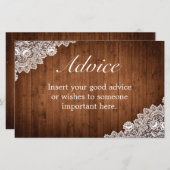 ウッド&素朴ホワイトレースの結婚アドバイスカード (正面/裏面)