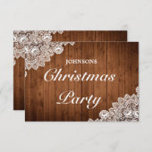 ウッド&素朴ホワイトレースクリスマスパーティー 出欠カード (正面/裏面)