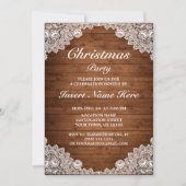 ウッド&素朴ホワイトレースクリスマスパーティー 招待状 (正面)