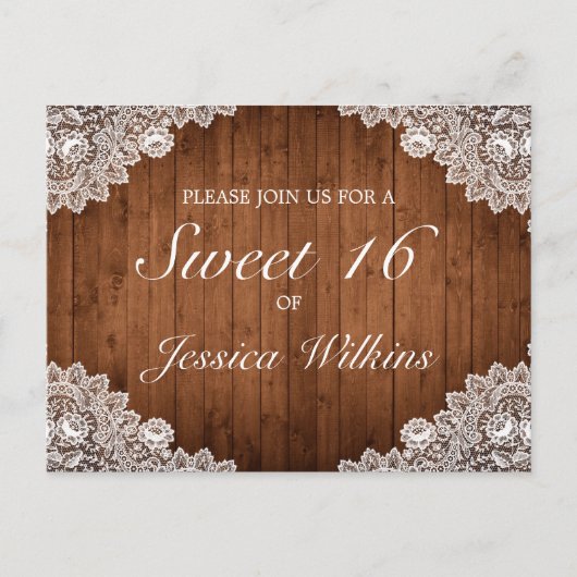 ウッド&素朴ホワイトレーススウィート16 案内ポストカード (正面)