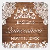 ウッド&素朴ホワイトレースティアラキンセアニェラ スクエアシール (正面)