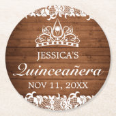 ウッド&素朴ホワイトレースティアラキンセアニェラ ラウンドペーパーコースター (正面)