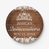 ウッド&素朴ホワイトレースティアラキンセアニラ ペーパープレート (正面)