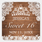 ウッド&素朴ホワイトレースティアラスウィート16 スクエアシール (正面)