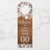 ウッド&素朴ホワイトレースティアラ誕生日 ボトルネックタグ (正面)