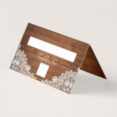 ウッド&素朴ホワイトレーステーブル番号&名刺 (正面)