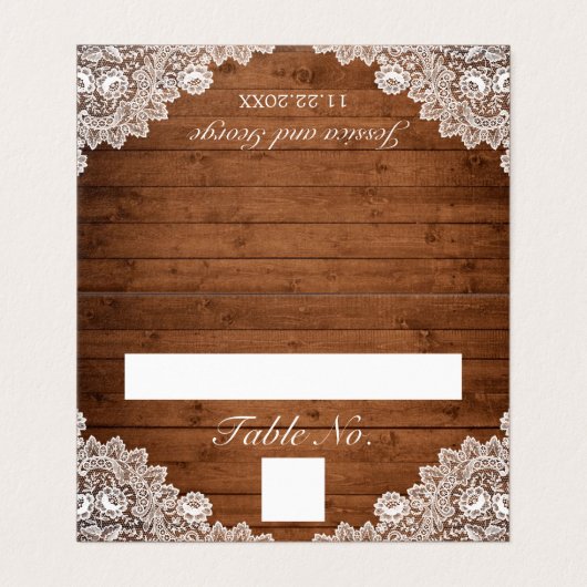ウッド&素朴ホワイトレーステーブル番号&名刺 (外部フラット)