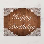 ウッド&素朴ホワイトレースハッピーバースデーグリーティング 案内ポストカード (正面)