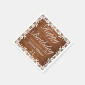 ウッド&素朴ホワイトレースハッピーバースデー スタンダードカクテルナプキン (角)