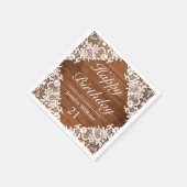 ウッド&素朴ホワイトレースハッピーバースデー スタンダードカクテルナプキン (角)