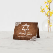 ウッド&素朴ホワイトレースバーバルミツワーありがとう カード (黄色い花)