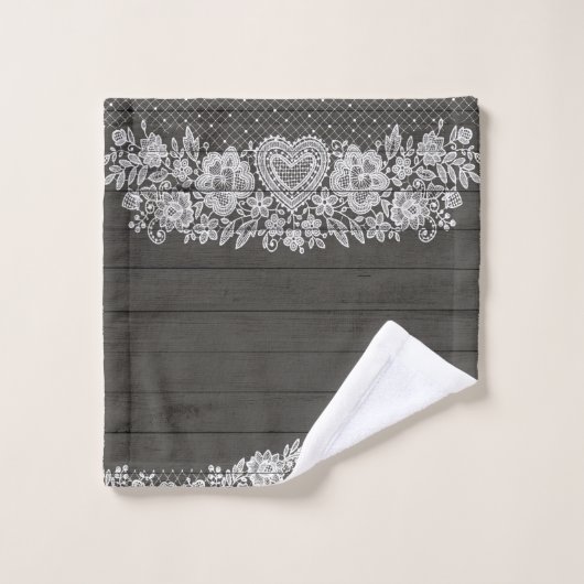 ウッド&素朴ホワイトレースファームハレースのようウス バスタオルセット (ウォッシュタオル)